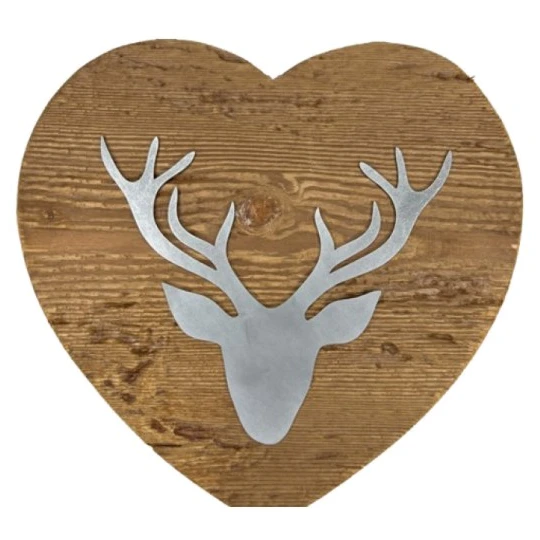 Cuore con cervo — decorazione artigianale Gusat